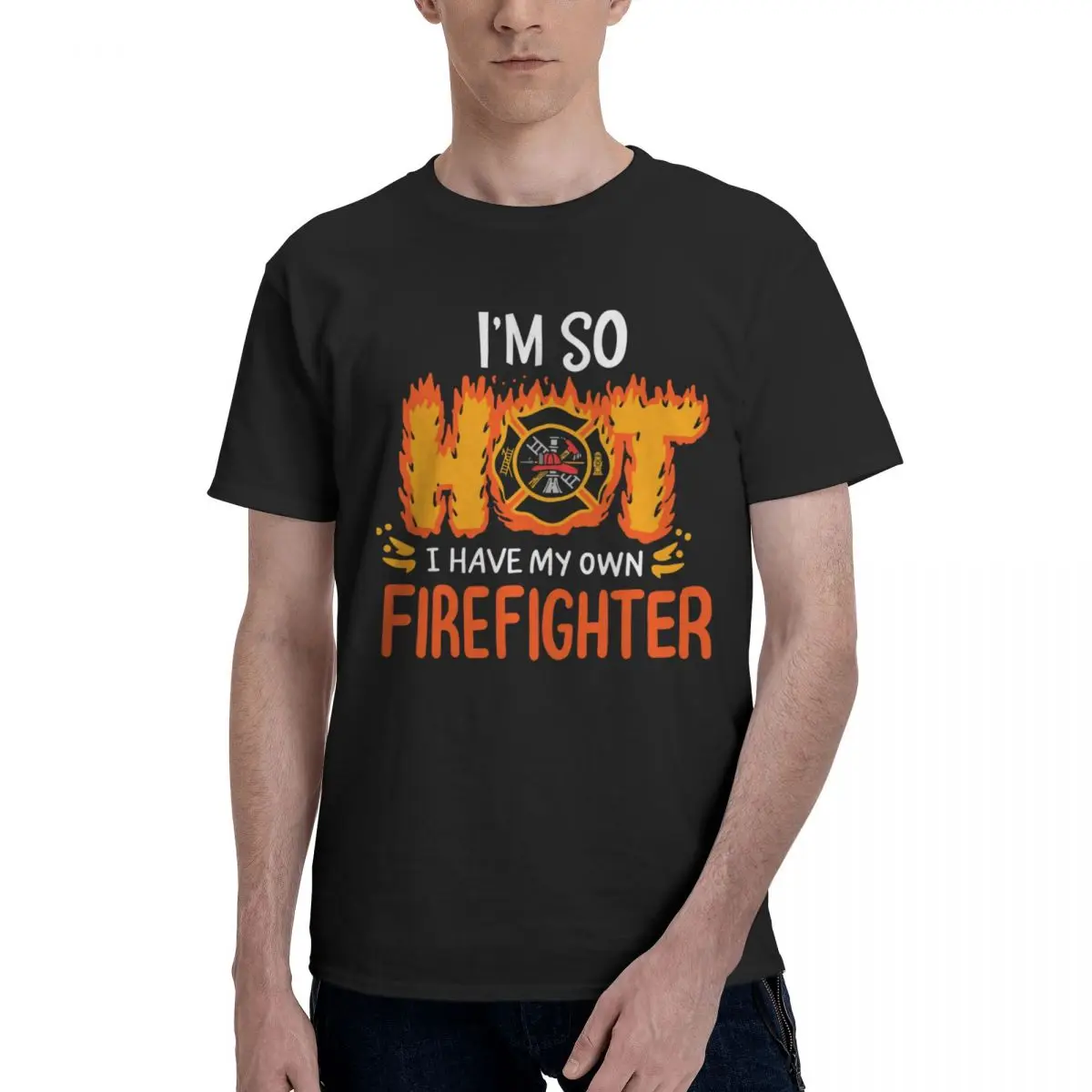 Men I Am So Hot I Have My Own Firefighter Fireman Trendy T Shirt Vintage O-neck Cotton Men Clothing