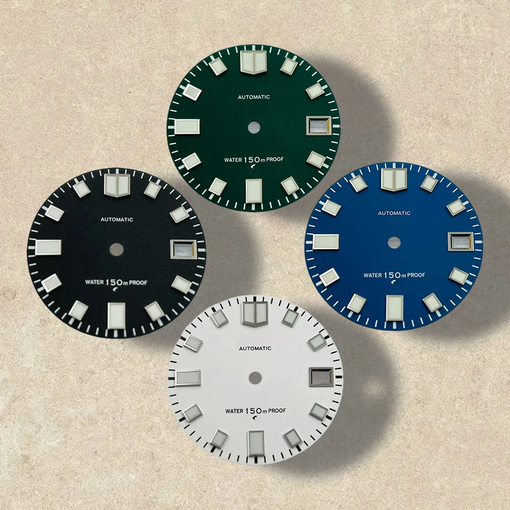 

28.5mm S Logo Matte Dial Fit NH35/NH36/4R/7S Japanese Movement Green Luminous Diving High-Quality Watch Modification Accessories