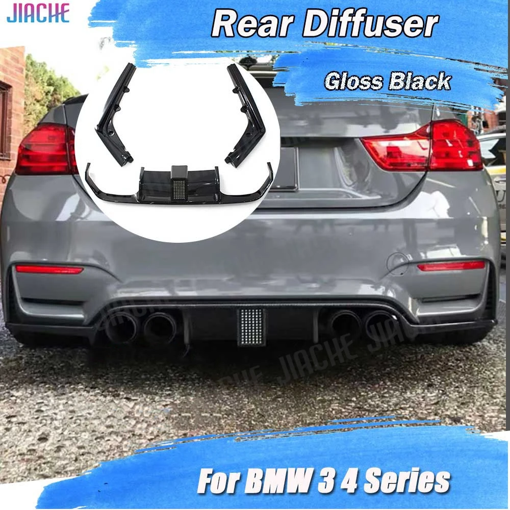 

ABS Carbon Look Rear Bumper Diffuser Lip Side Flaps Splitters Car Body Kit For BMW 3 Series 4 Series F80 M3 F82 F83 M4 2014-2019