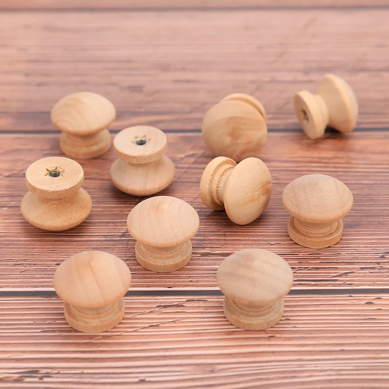 **10pcs Handles 2.4X2CM Natural Wooden Cabinet Drawer Wardrobe Knobs Pull Handle