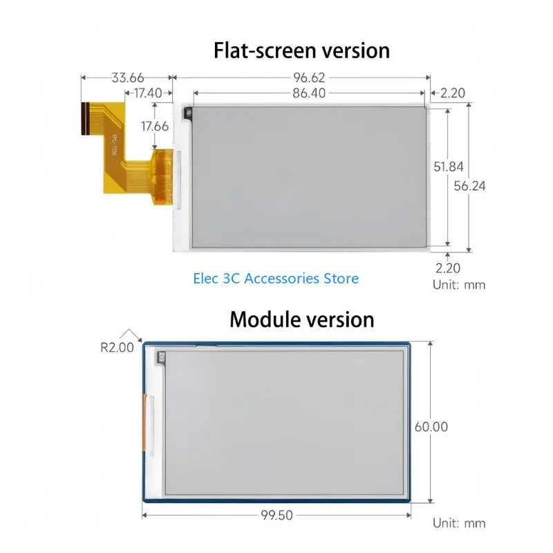 y51a 3.97in e وحدة عرض الورق مع رقاقة شيفتر مستوى لتكامل 3.3V 5V