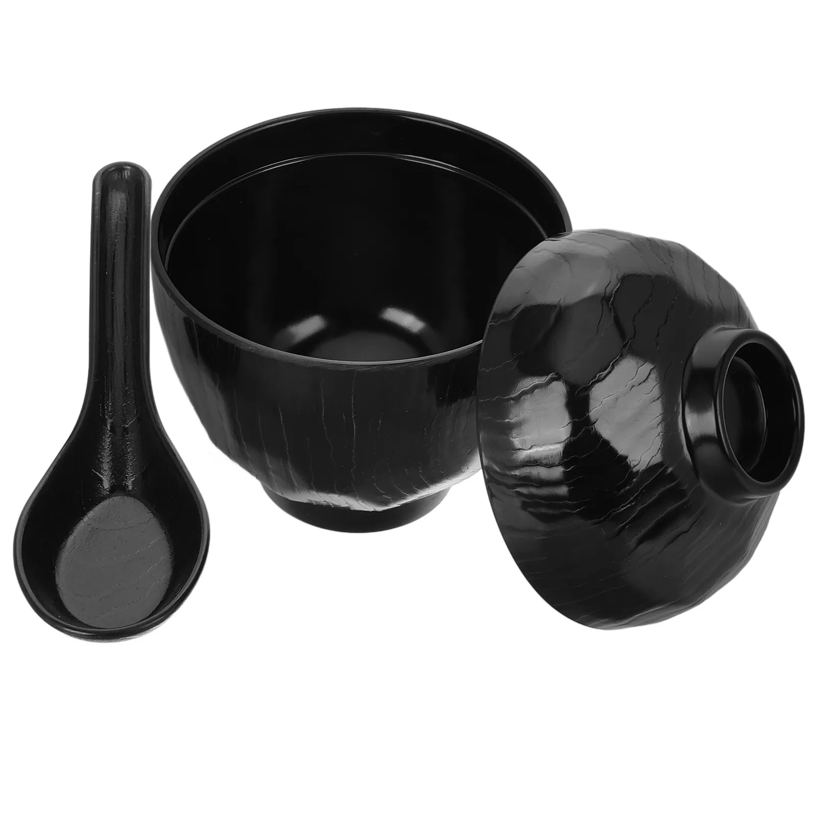Juego de Tazones para Sopa Miso con Tapa y Cuchara, Estilo Japonés, para Fideos de Arroz, Vajilla Asiática para Ramen, Pho, Udon, Soba, Guisos y Sopa Miso