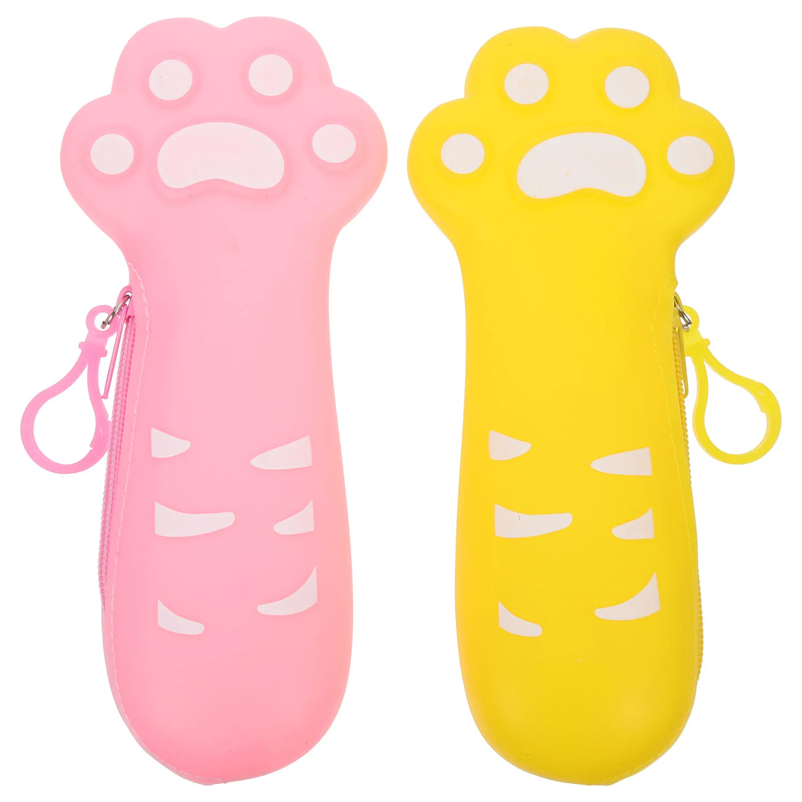 

2 Pcs Cat Paw Pencil Case Stationery Pouch Organizer Kawaii Cute Cartoon Holder Bag Multifunction Storage
