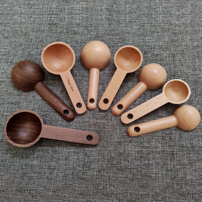 Wooden Measuring Spoon Set Kitchen Measuring Spoons Tea Coffee Scoop Sugar Spice Measure Spoon Measuring Tools For Cooking Home