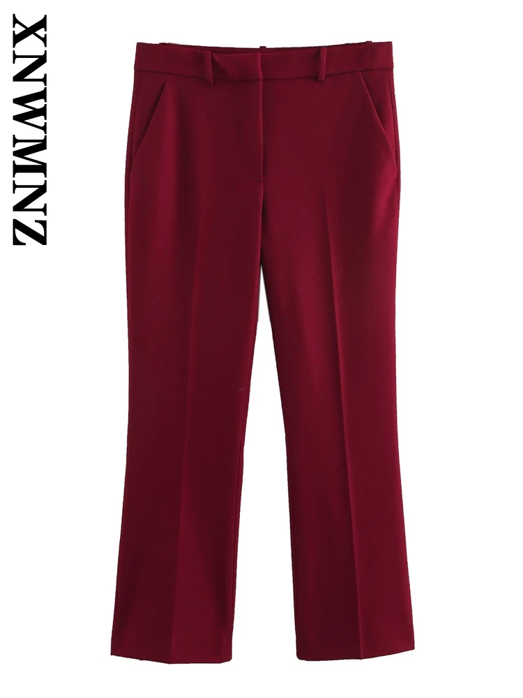 

XNWMNZ 2025 Spring New Woman Commuting Button Long Pants High Waist Casual Summer Female Wide Leg Pants Ruffles Pockets Bottoms