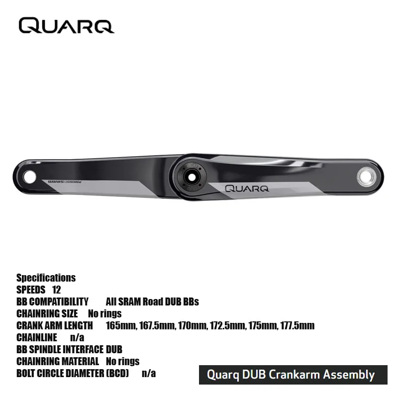 Quarq DUB Crankarm Assembly 12 speed Compatible with Quarq DZero DUB™ and DFour DUB™ power meter spiders