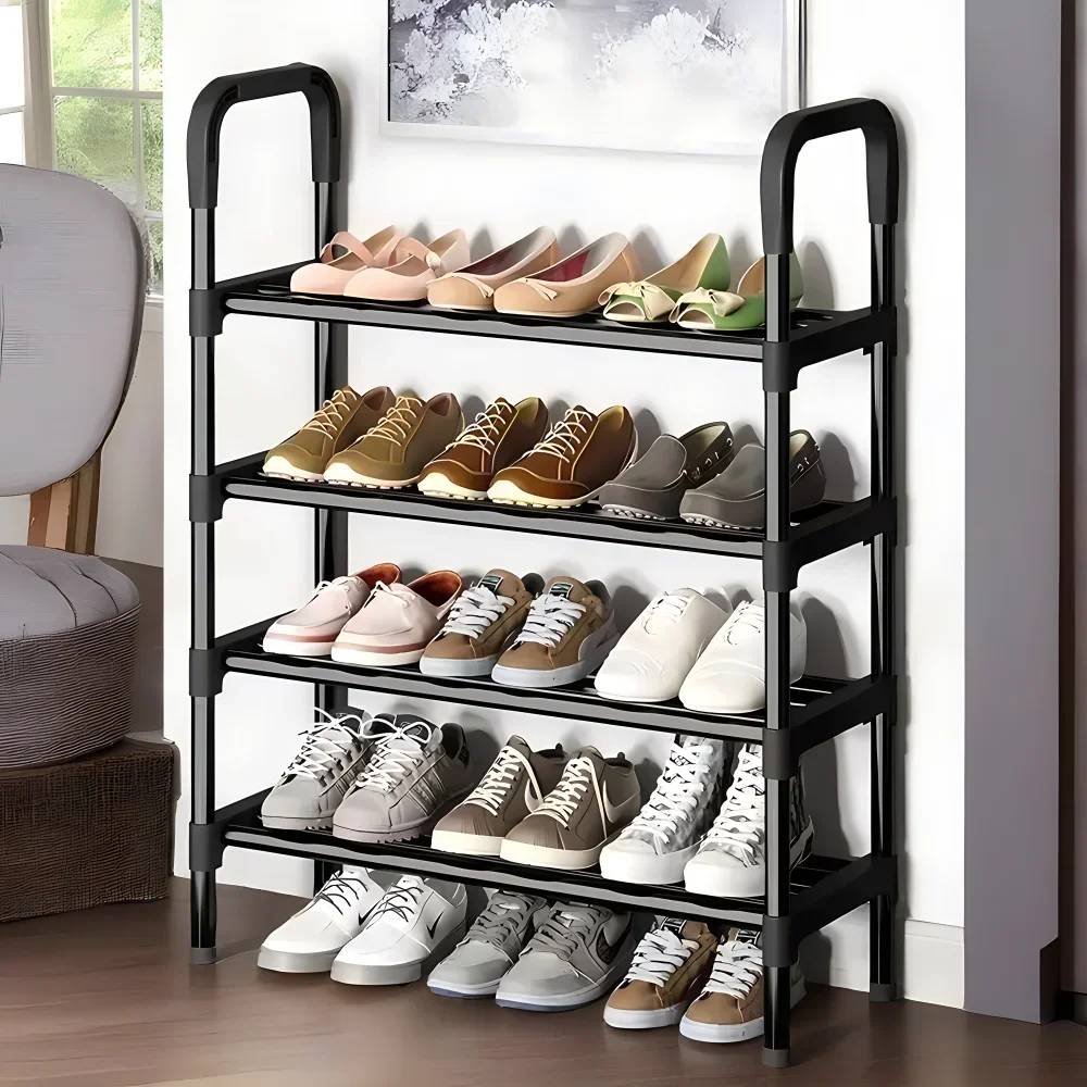 

Rack for Shoes Door Shoe Rack Organizers Space Saving Storage Stackable Plastic and Metal Folding Simple Shoe Organizer Racks