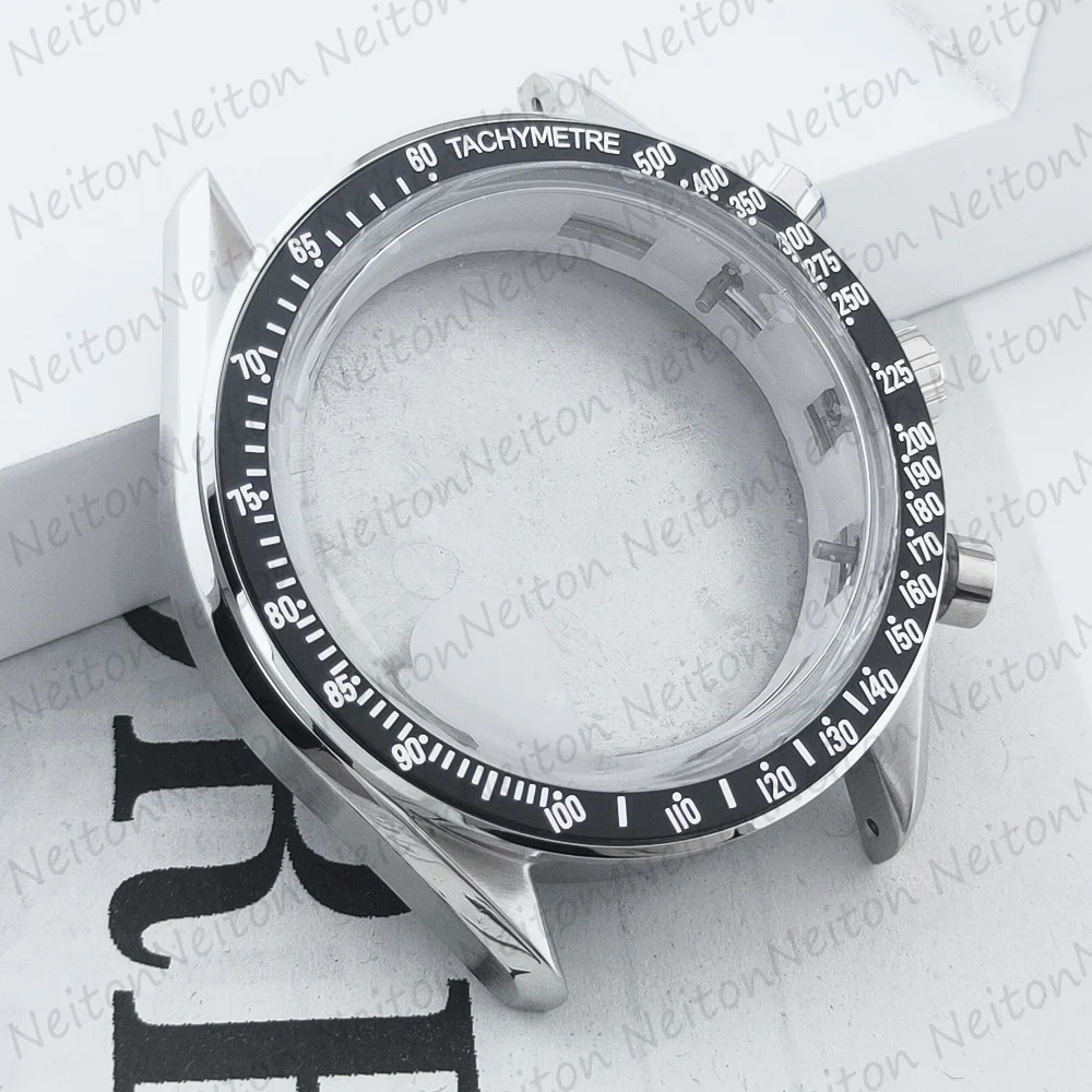 For VK63 Moon Watch 39.7MM Case Moon Pattern Back Chronograph Stainless Steel Metal Material Fits Speed Master Watch Cases Parts image 4