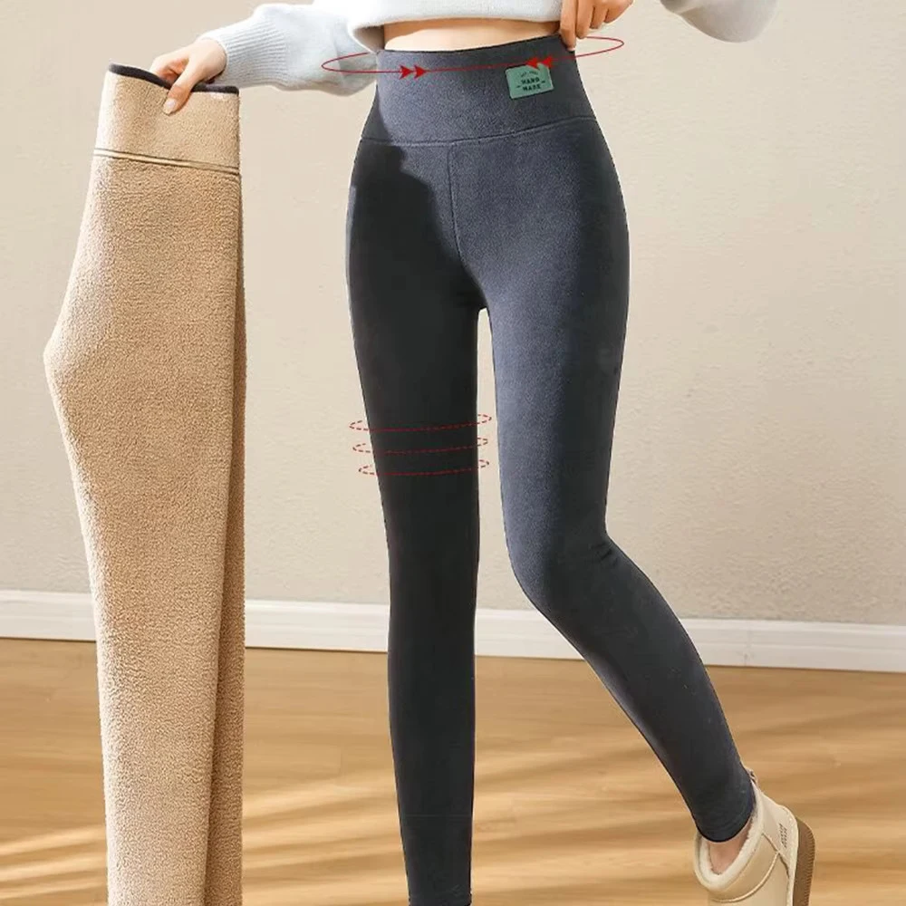 المرأة صوف مبطن طماق الحرارية شتاء دافئ الجوارب عالية الخصر سميكة الجوارب الترمس السراويل للطقس البارد #3