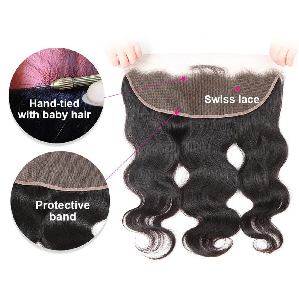 Body Wave Bundles With Closure Brazilian Hair Weaves Bundles And Lace Closure Frontal Human Hair Bundles With 13x4 Lace Frontal