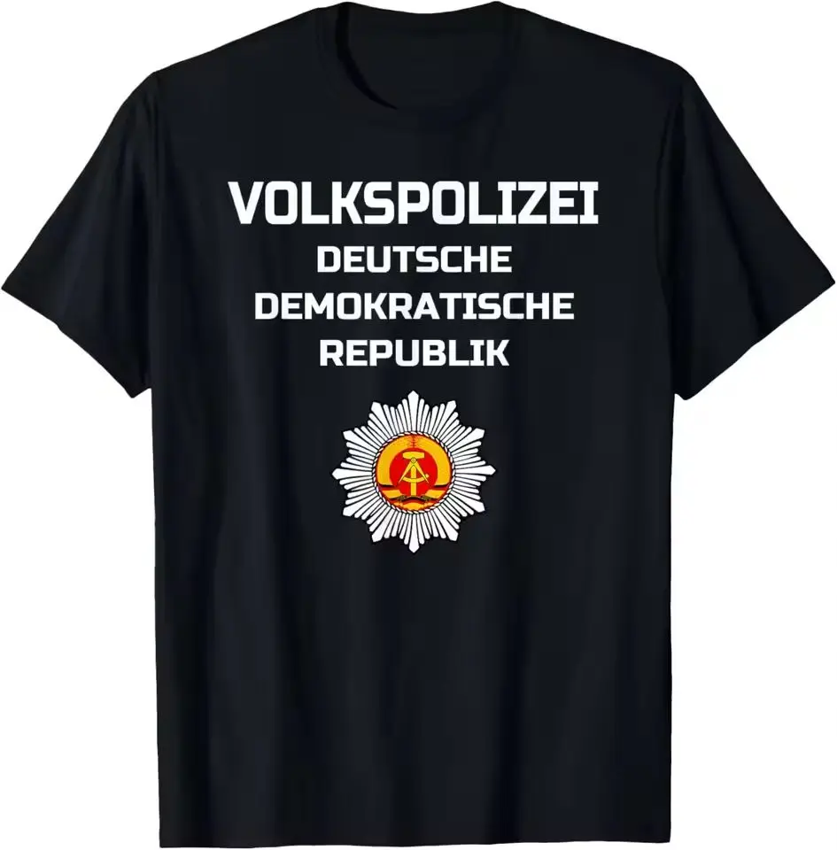 GDR Police East German Police East Germany Police T-Shirt Short Sleeve Streetwear Printed T-shirt Personalized Clothing
