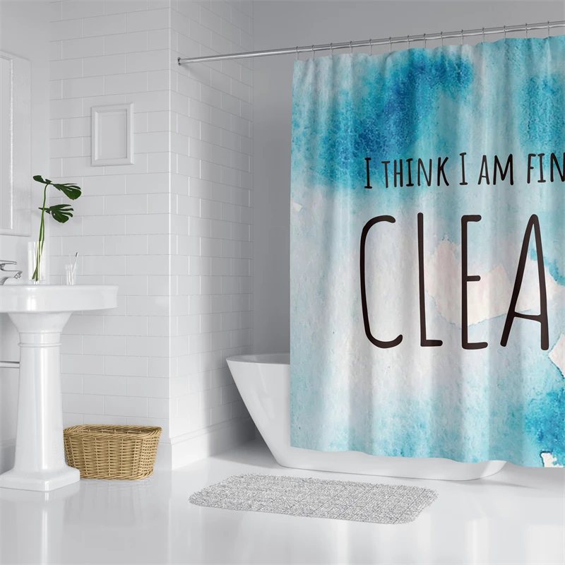 Aertemisi I Think I am Finally Clean Shower Curtain Set with Grommets and Hooks for Bathroom Decor