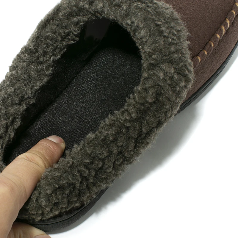 Men Winter Warm Slippers Fur Slippers Men Plush Slipper Cotton Shoes Non-slip Solid Color Indoor Casual Slippers Big Size 46 47