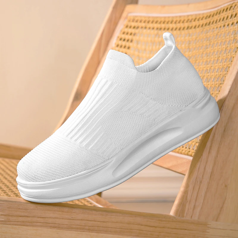 Unisex Sock Shoes Fashion Platform Sneakers for Women Breathable Slip on Loafers Men's Casual Walking Shoes Trendy Tennis Flats