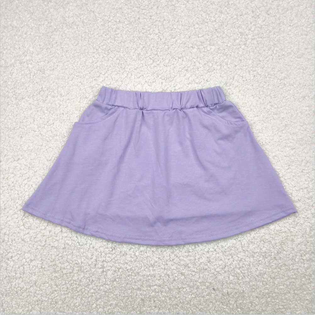

Hot Sale Baby Girls Skirts Kids Clothes Children Clothing New Girls Boutique Skirts Lavender Cotton Pocket Summer Skort Skirts