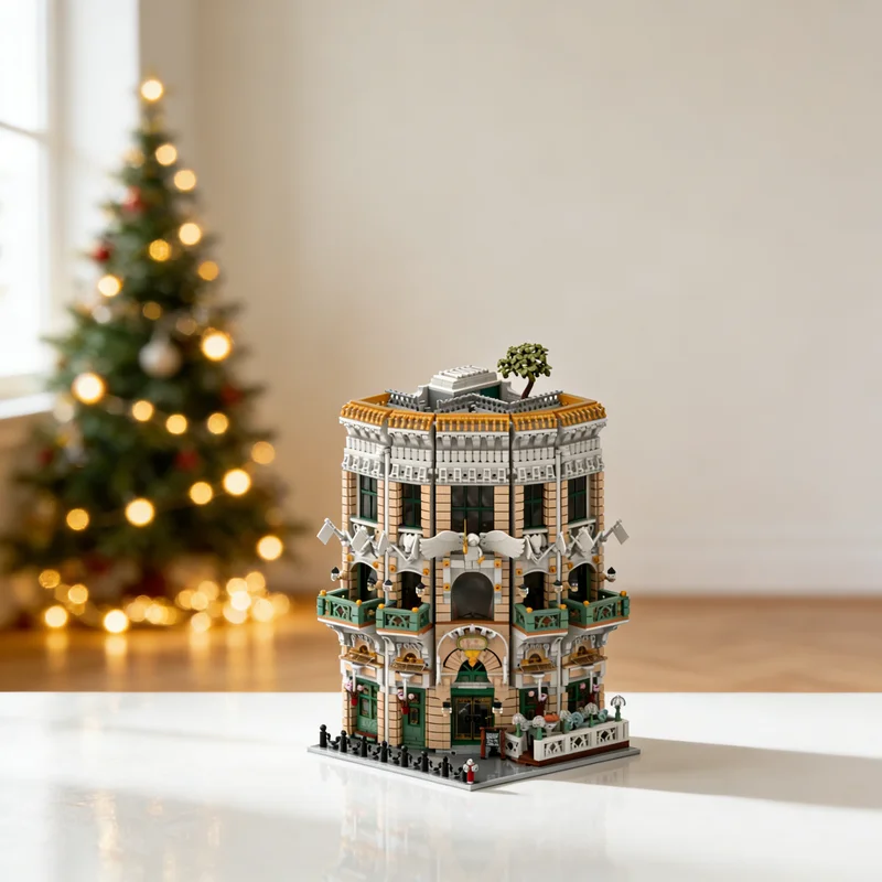 

6898 деталей MOC Cafe Fleur: Модульная модель городской улицы, строительные блоки, подарок для самостоятельной сборки, креативный коллекционный декор, премиум-класс