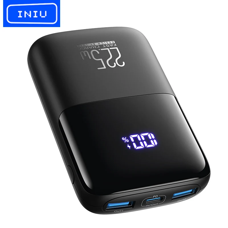 INIU 22.5W Power Bank 10000mAh USB C PD Fast Charge 3-Output Mini Battery Charger For iPhone 16 15 14 13 12  Pro Samsung Tablets