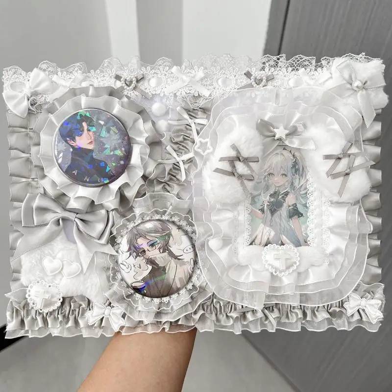 Lolita Cosplay Ita Bag Badge Organizer Board. Hand Made Card Holder Insert Board. Lace Ribbon Decorative Pain Board