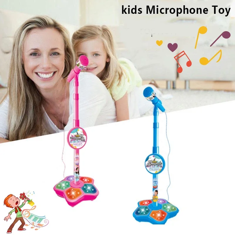 Micrófono con soporte para niños, canciones de Karaoke, instrumento musical, juguete educativo de entrenamiento mental, regalo de cumpleaños para niña y niño