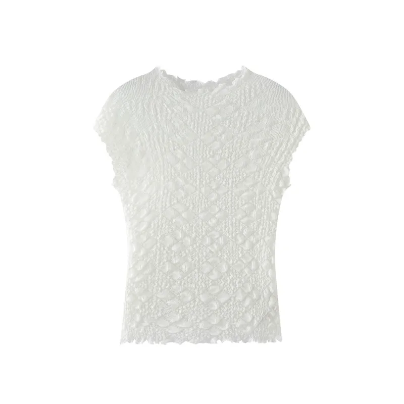Miyake Pleated T-shirt Solid Color Short Sleeve T-Shirt Plisse Women 2026 Summer Niche Slim Fit Versatile Elegant Beautiful Top