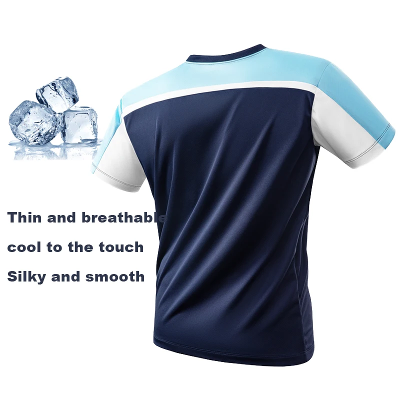 Young Men's Fashionable Casual Sports Ice Silk T-Shirt Short Sleeve Light Quick-Drying Comfortable Top for Active Wear