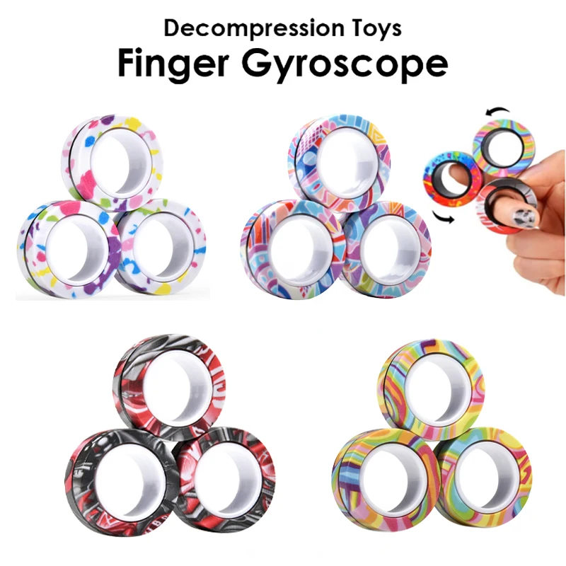 A set of 3 magnetic rings for decompression toys, adult magnetic ring rotating ring set, excellent gift for adults and teenagers