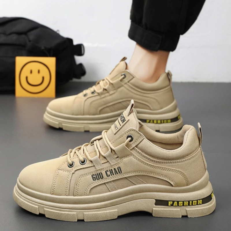 

Модная мужская походная обувь на шнуровке, новая дышащая рабочая обувь на платформе, удобные нескользящие повседневные кроссовки, уличная обувь для бега
