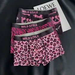 MAIMENG Men's Underwear Sexy Leopard Pattern Ice Silk Panties Comfortable Cool Breathable Fashion Men Boxer Short Summer