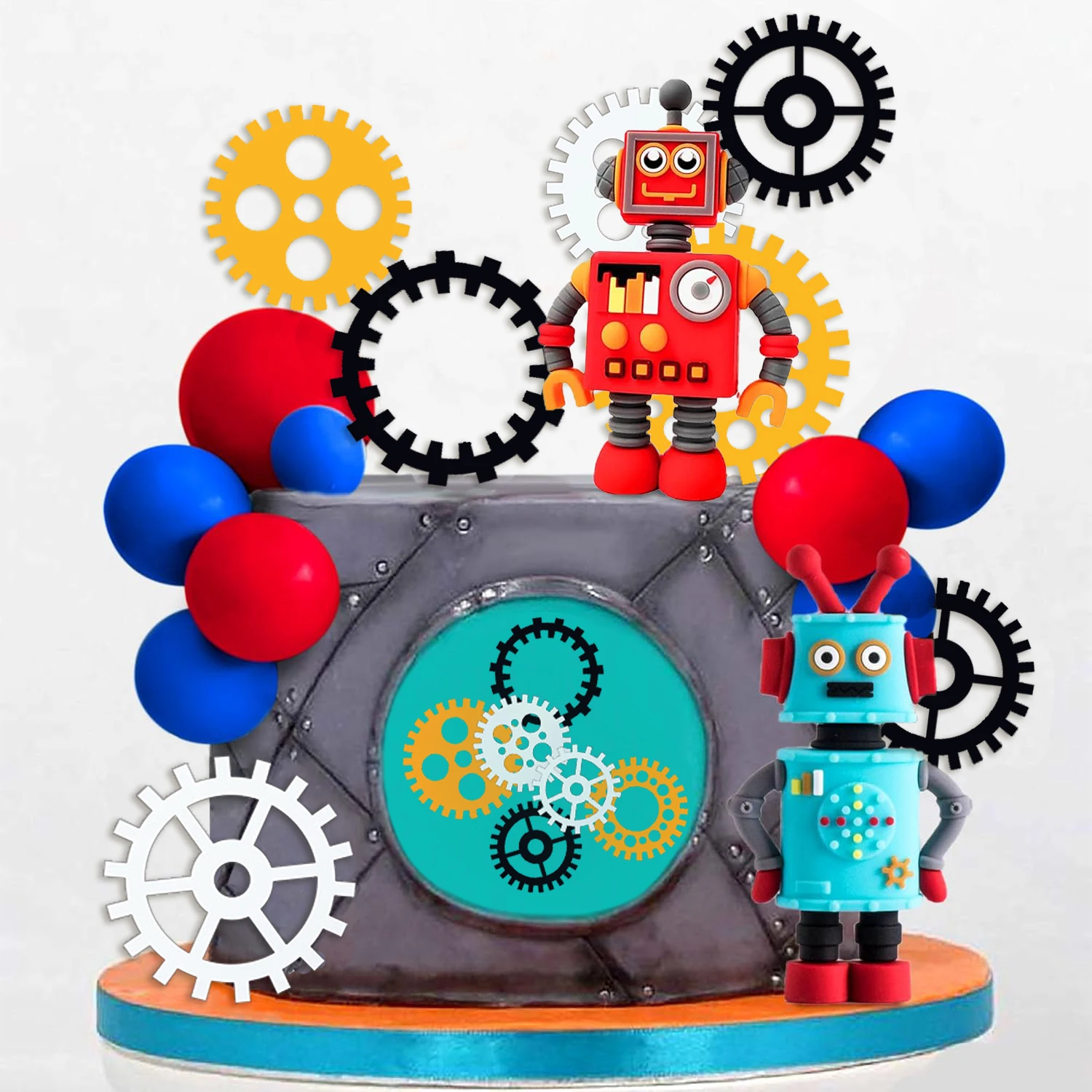Roboter-Kuchenaufsätze für Jungen, Roboter-Kuchen-Cupcake-Dekorationen, Roboter-Party-Dekorationen, Roboter-Figur für die Geburtstagsfeier – Detail 16