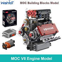 K96207 MOC V8 Engine Mould Technical set 478pcs Building Blocks With Motor Car Model Assembly Bricks Toys DIY Toy for Kids