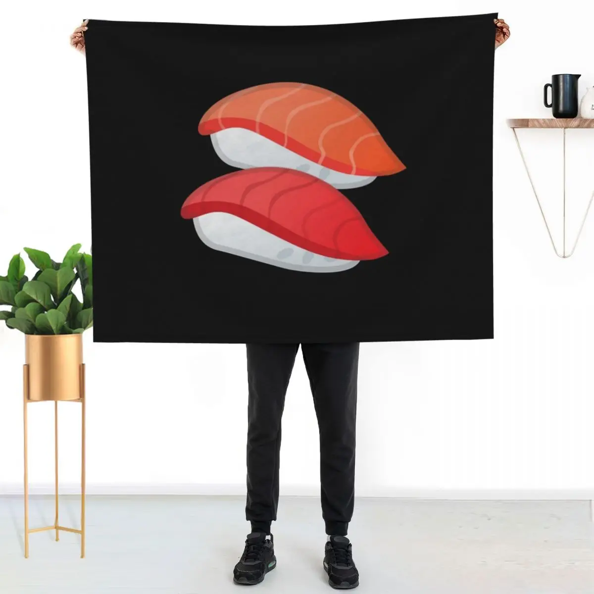 Sushi Sashimi Seafood Gift forSushi Lovers Throw Blanket Multi-Purpose Hair Baby Nap Quilt Flannels Blankets