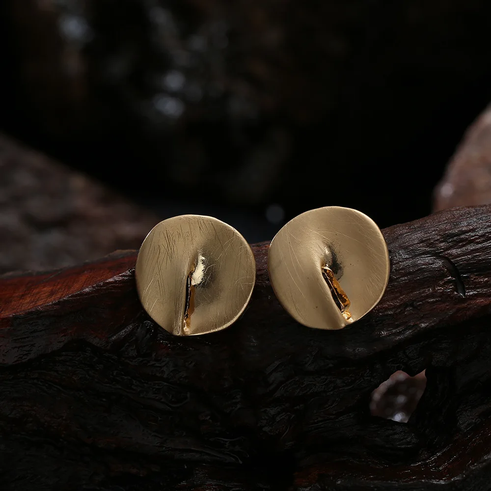 Vintage geometry button shape stud earrings female Bohemia Round Trendy Large Earrings for women jewelry