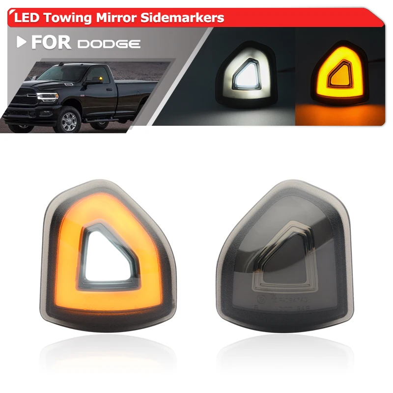 

Smoked White/Amber LED Towing Mirror Turn Signal Blinkers Running Light For RAM 1500 2500 3500/1500 Classic 68460762AA/0763AA