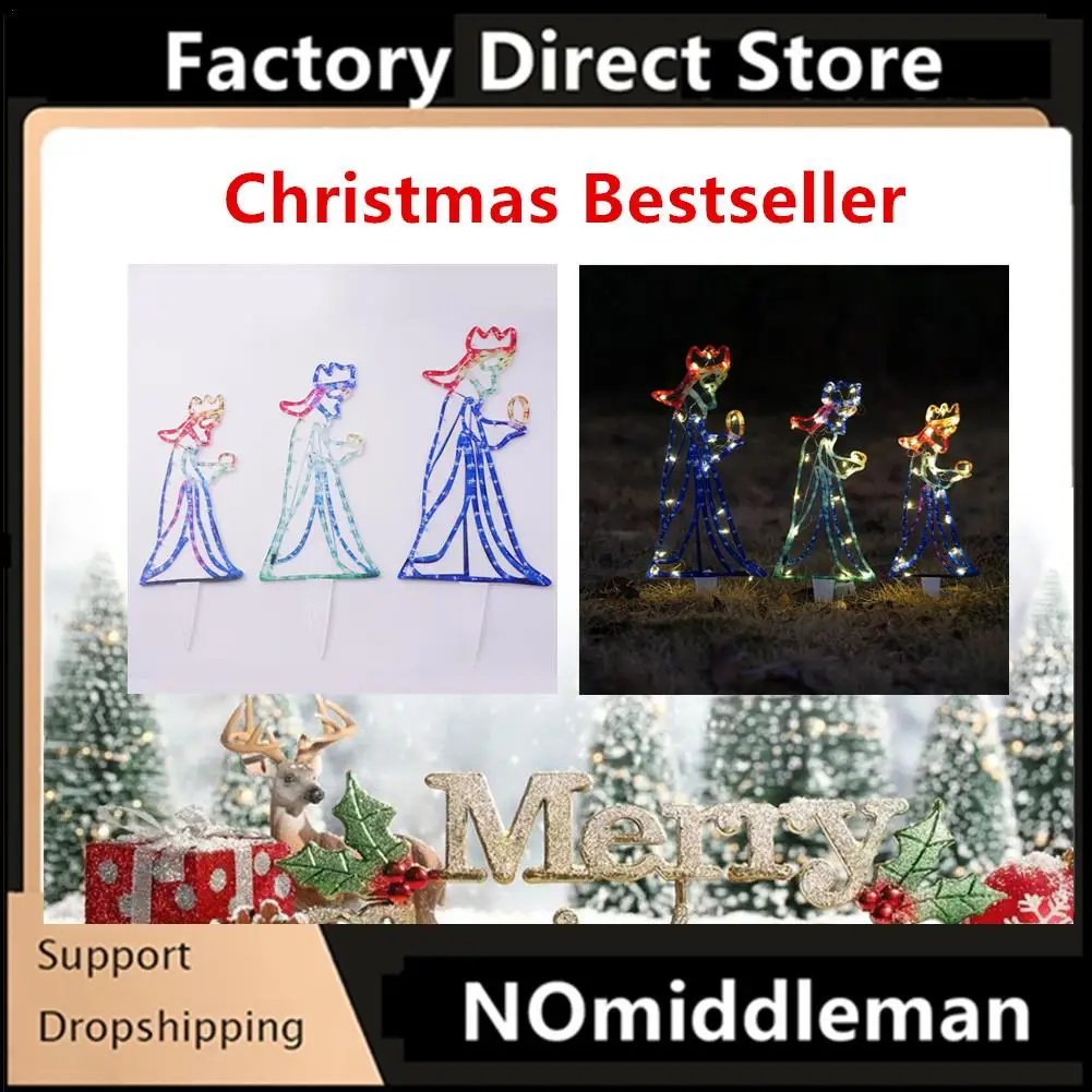 Outdoor Christmas LED Three 3 Kings Silhouette Motif Rope Light Decoration Wholesale Dropshipping