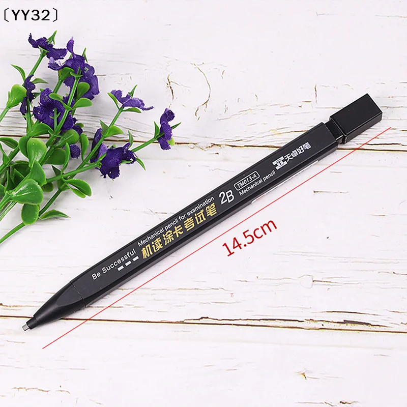 Thick Flat Head Mechanical Pencil Drawing 2B with Refills Pencil Office Supplies Writing Automatic Office School Supplies〔YY32〕