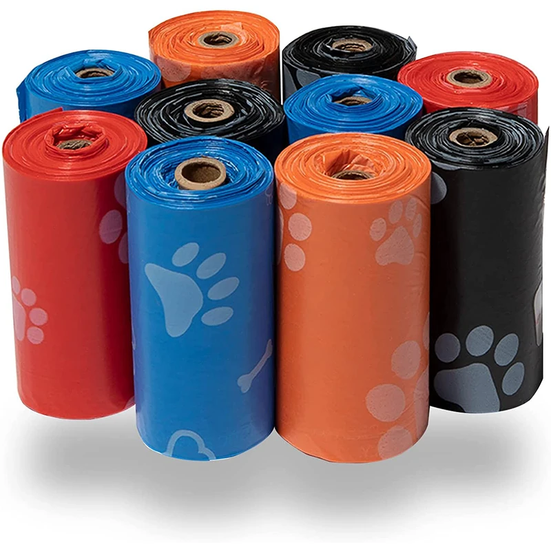 Disposable Pet Bags with Paw Prints, Poop Bags, Dog Waste Dispenser, 5Roll, 75Pcs dispensador bolsas caca perro