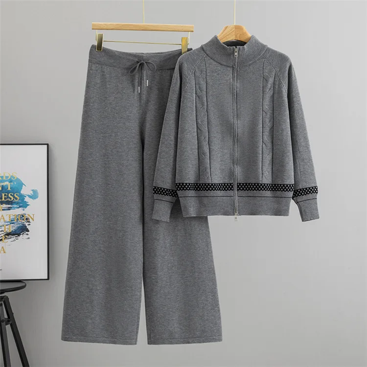 Sweater Coat Women Knit 2 Piece Set Cardigan Wide Leg Pants Suit Knitted Tracksuit Jacket Trousers Outfits Autumn Winter 2026 view 6