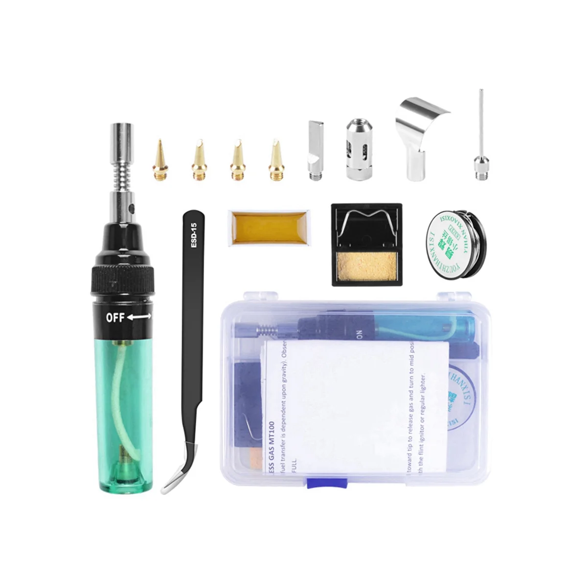 

Gas Soldering Iron Set MT-100 Pneumatic Lo Iron 3-In-1 Kit Multifunctional Gas Soldering Iron