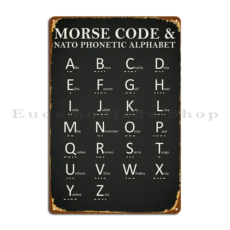Morse Code And Phonetic Alphabet Metal Sign Poster Pub Club Cave Iron Cinema Tin Sign Poster