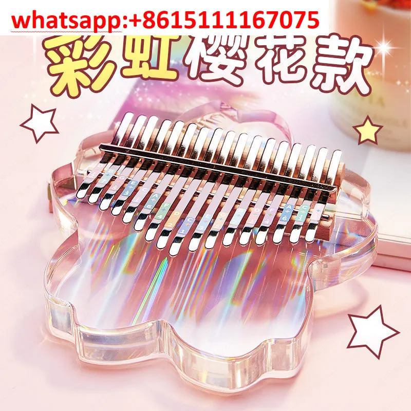 Transparent Crystal Acrylic Kalimba 17 Tones, Portable Mini Finger Piano Creative Small Musical Instrument