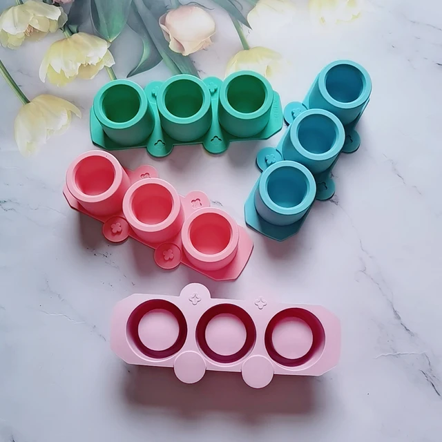 1szt 3 otwory Okrągłe kubki na lód do tworzenia silikonowych form DIY Mini soczyste doniczki do tworzenia gliny Gips Betonowe formy rzemieślnicze
