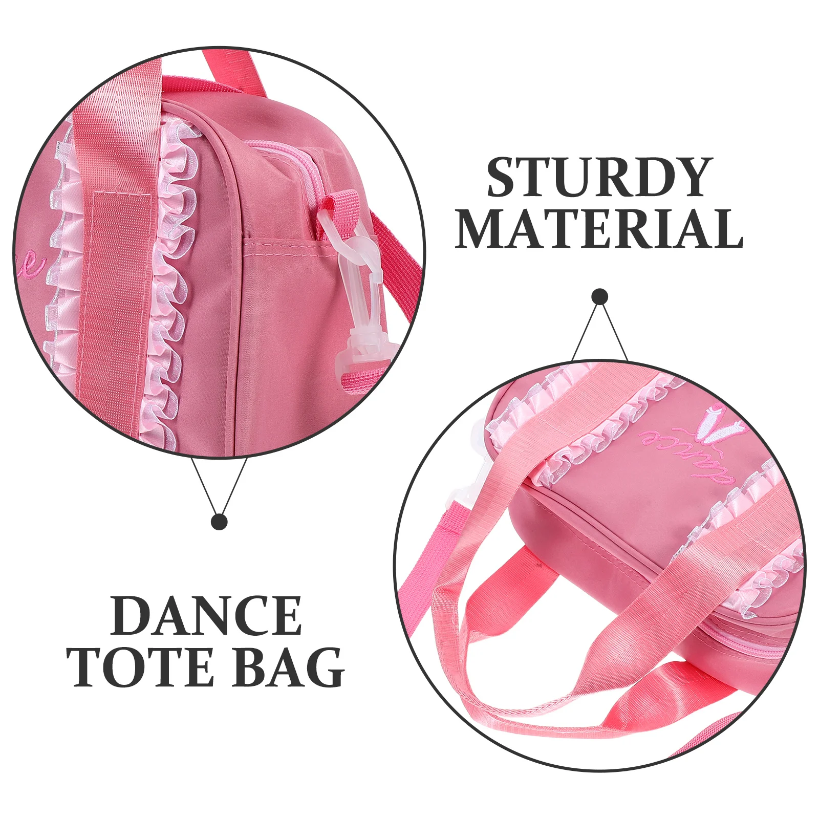 حقيبة الرقص الوردية الدانتيل الباليه حمل حقيبة الكتف Crossbody Duffle Messenger لراقصة الباليه سعة كبيرة سستة آمنة #2