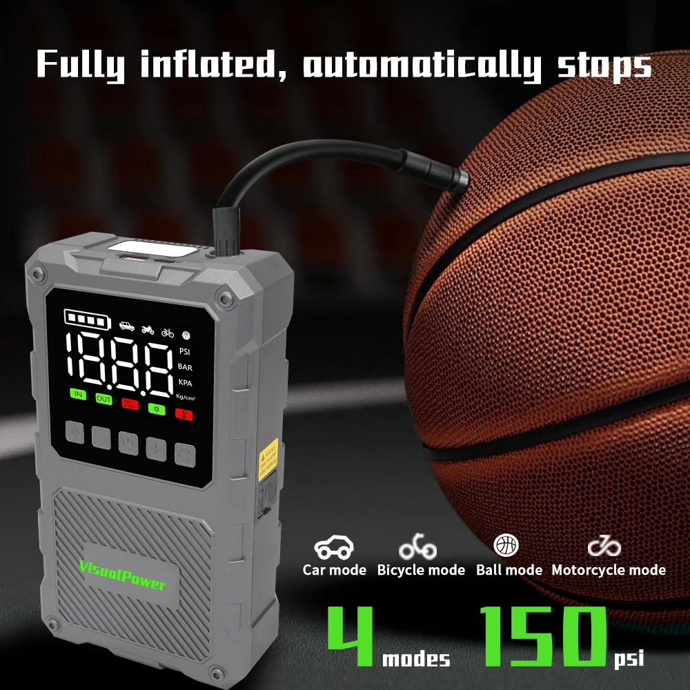 4 in 1 Portable ABS Jump Starter COSSIFTW Car Battery Booster Power Bank Tire Air Pump Digital Pressure Gauge Emergency Lighting