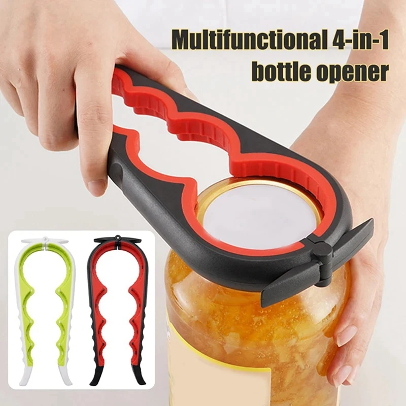 Can Opener Multi Functional 4 In 1 Beverage Bottle Opener Cap Twister Four Position Can Opener Anti Slip Cap Twister