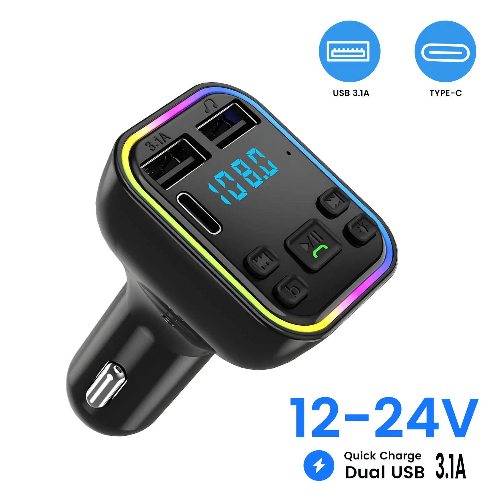 Podofo car Bluetooth MP3 player car charger FM transmitter hands-free dual port USB receiver