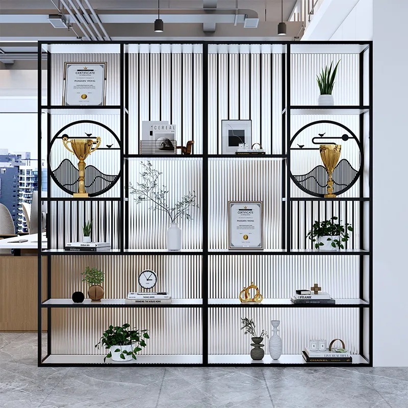 Company Front Desk Logo Glass Partition Rack Office Front Desk Display Rack Screen Partition Block Decorative Rack