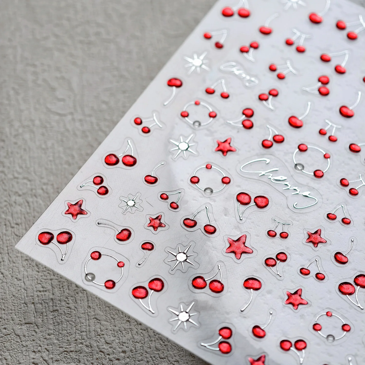 5d bronzant gelée cerise étoile Nail Art autocollant mignon simple Double cerise auto-adhésif autocollants pour ongles bricolage été ongles pièces