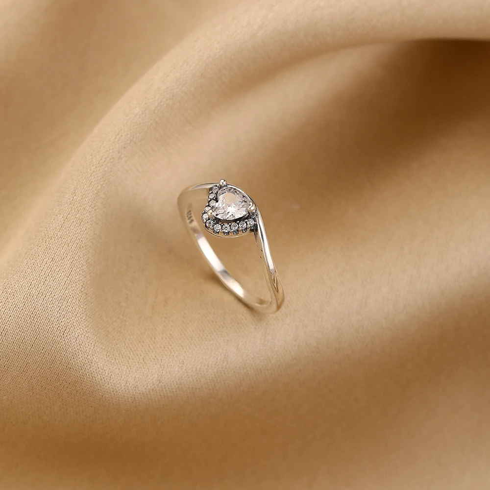 Women's 925 Sterling Silver Heart-Shaped Pearl Bow Ring