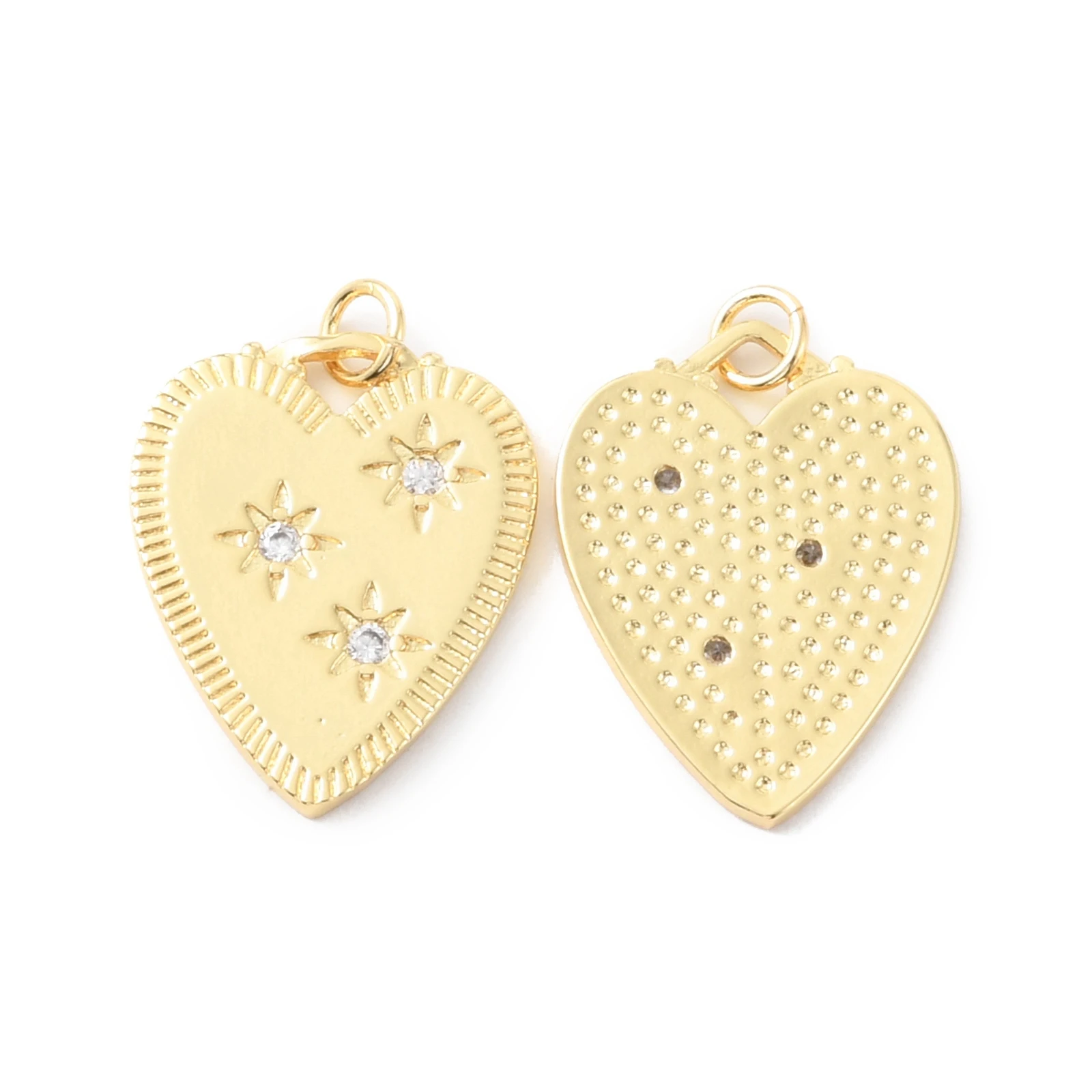 

10pc Heart with Star Charms Brass Zirconia Pendants Real 18K Gold Plated For Women Earrings Jewelry Making Findings 24x18.5x2mm