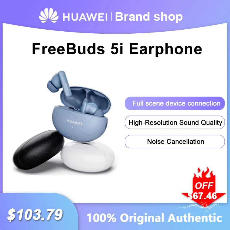 New Original HUAWEI FreeBuds 5i Wireless Headphone Dynamic Unit High-Resolution Sound Quality Unit ANC 42dB Bluetooth Earphones